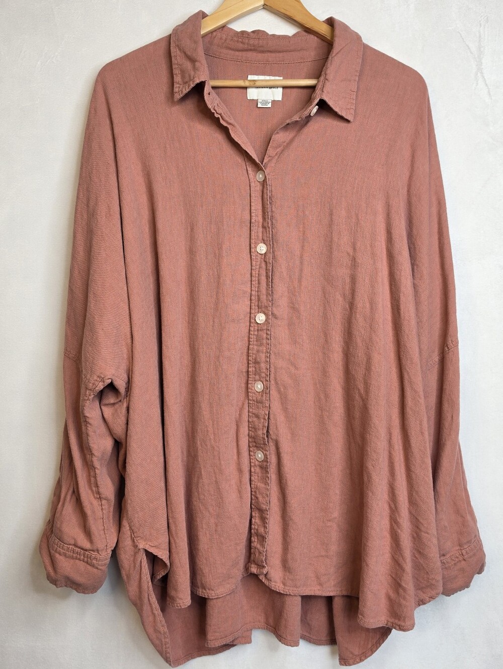 American Eagle Linen Blend Button Down Shirt Mauve M